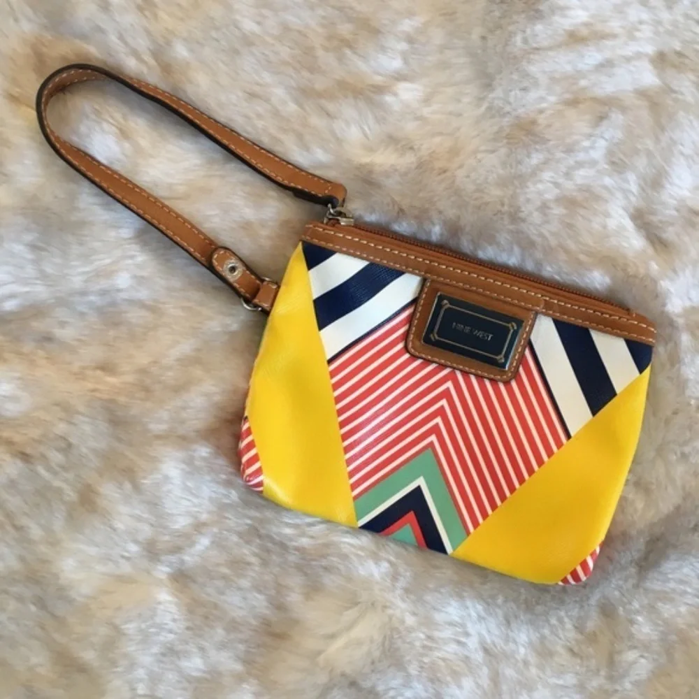 Nine West // Pink, Yellow Multi Stripe Wristlet